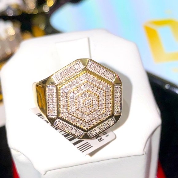 10k real gold SI diamond men statement ring not CZ not plated FREE APPRAISAL WOW - Picture 1 of 5